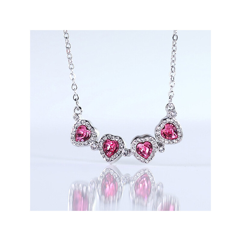 Lesara Swarovski Elements-Halskette Herzen - Pink