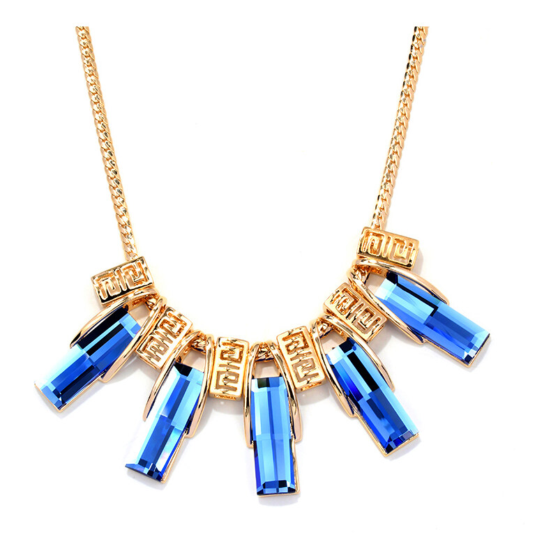 Lesara Statement-Halskette mit farbigen Kristallen - Blau