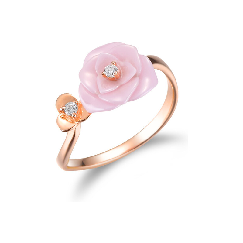 A.Angelini 925er-Silber Ring mit zwei Blüten - Pink - 54