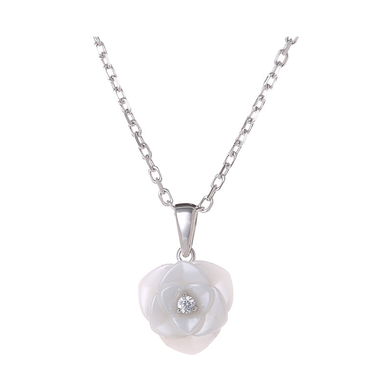 A.Angelini 925er-Silber-Blüten-Halskette - Weiß