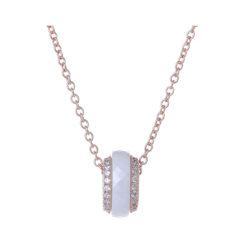 A.Angelini 925er-Silber-Ring-Halskette mit Zirkonia-Steinen - Weiß