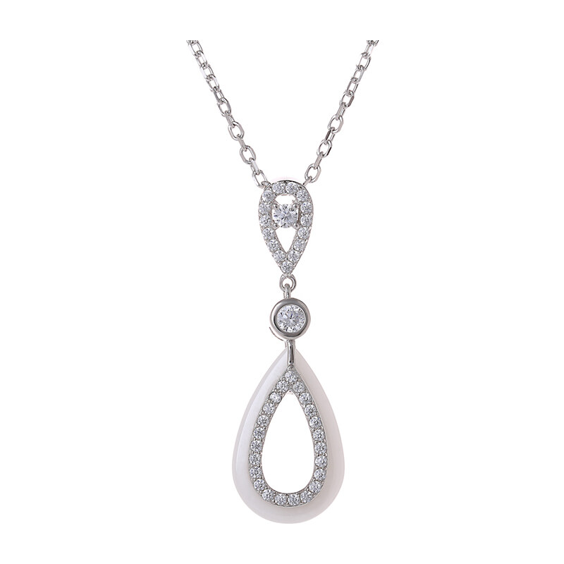 A.Angelini 925er-Silber-Halskette im Tropfen-Design - Weiß