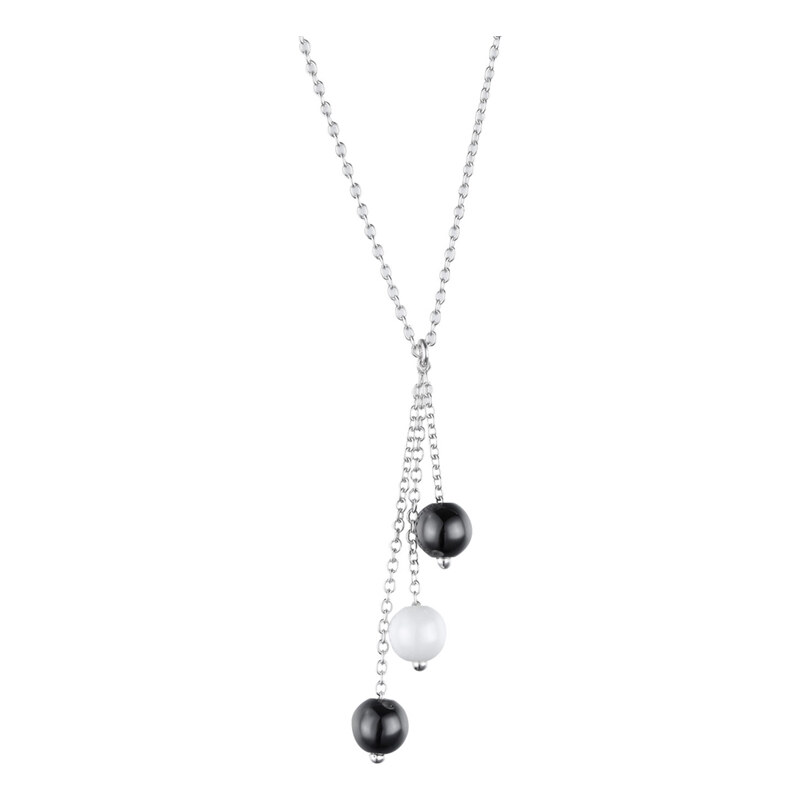 A.Angelini 925er-Silber-Halskette mit Keramik-Perlen - Silber