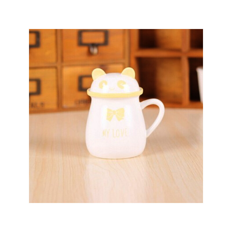 Lesara Keramik-Tasse Panda - Gelb