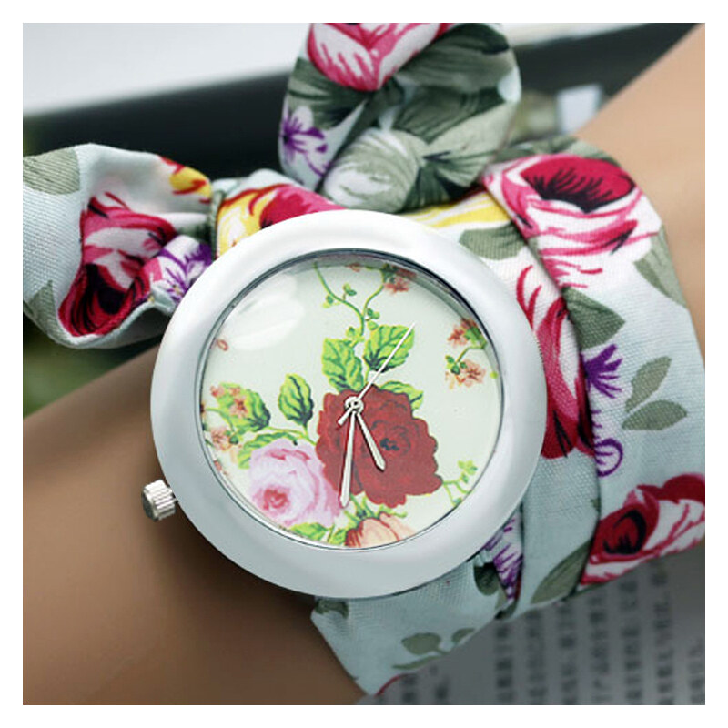 Lesara Wickel-Armbanduhr mit Stofftuch - Weiß