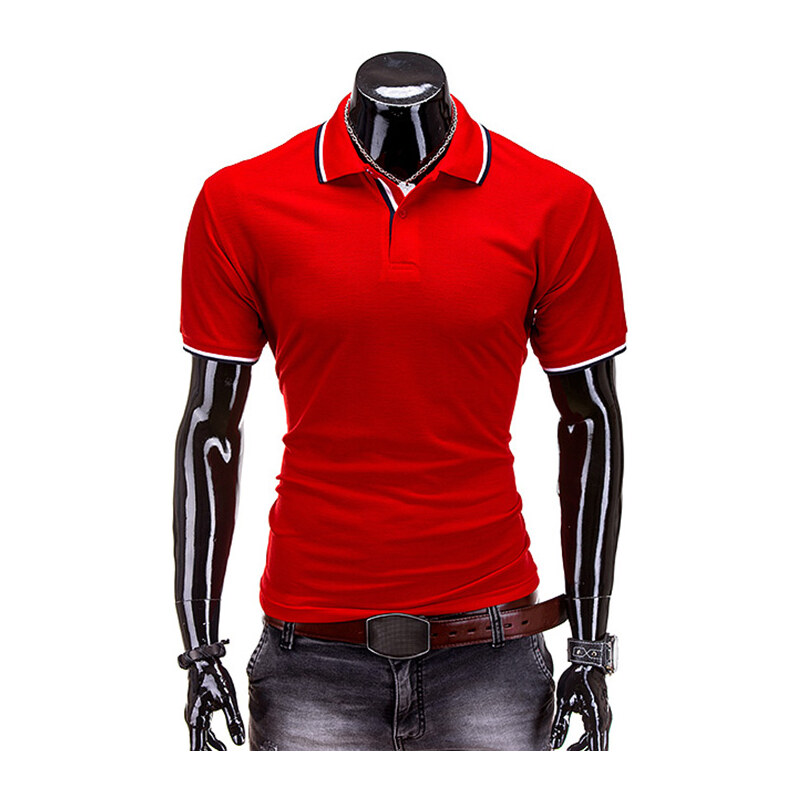 Lesara Slim Fit-Poloshirt mit Streifen - Rot - XXL