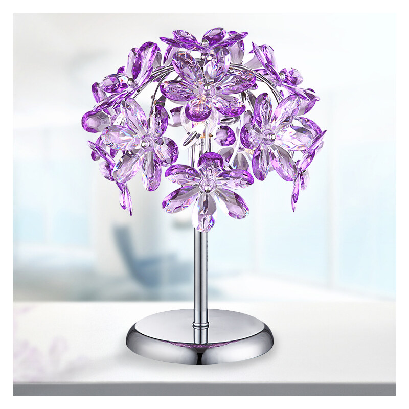Lesara Tischleuchte mit Acryl-Blüten - Violett