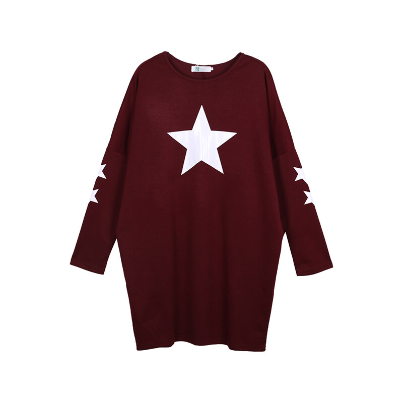 Lesara Oversize-Sweatshirt mit Sternen-Print - Dunkelrot - S
