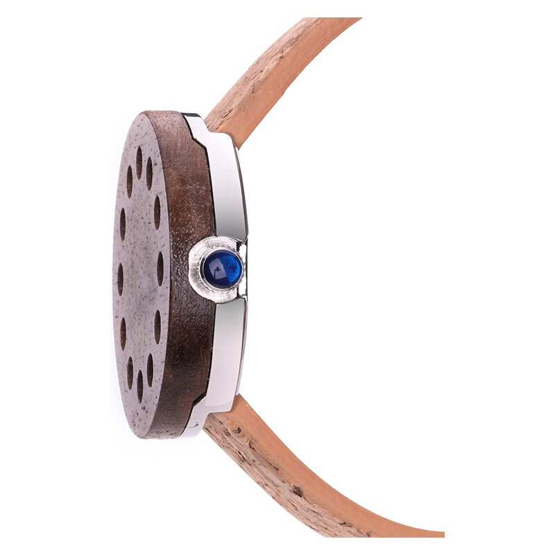 Lesara Holz-Armbanduhr mit Korkband Hole - Braun