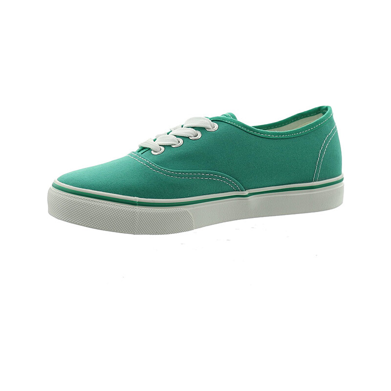 Lesara Flacher Sneaker mit weißer Laufsohle - Grün - 36
