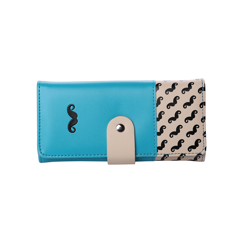 Lesara Geldbörse mit Schnurrbart-Print - Blau
