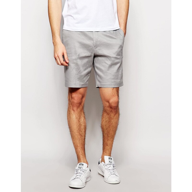 ASOS - Enge, elegante Shorts aus Leinenmischung - Grau