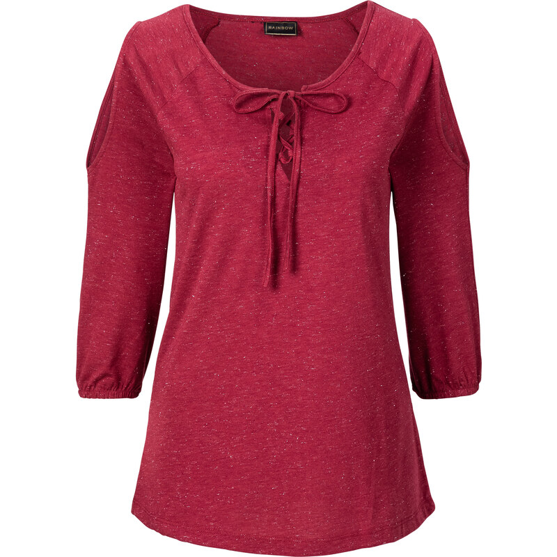 RAINBOW Shirt mit Cut-Outs 7/8 Arm in rot für Damen von bonprix