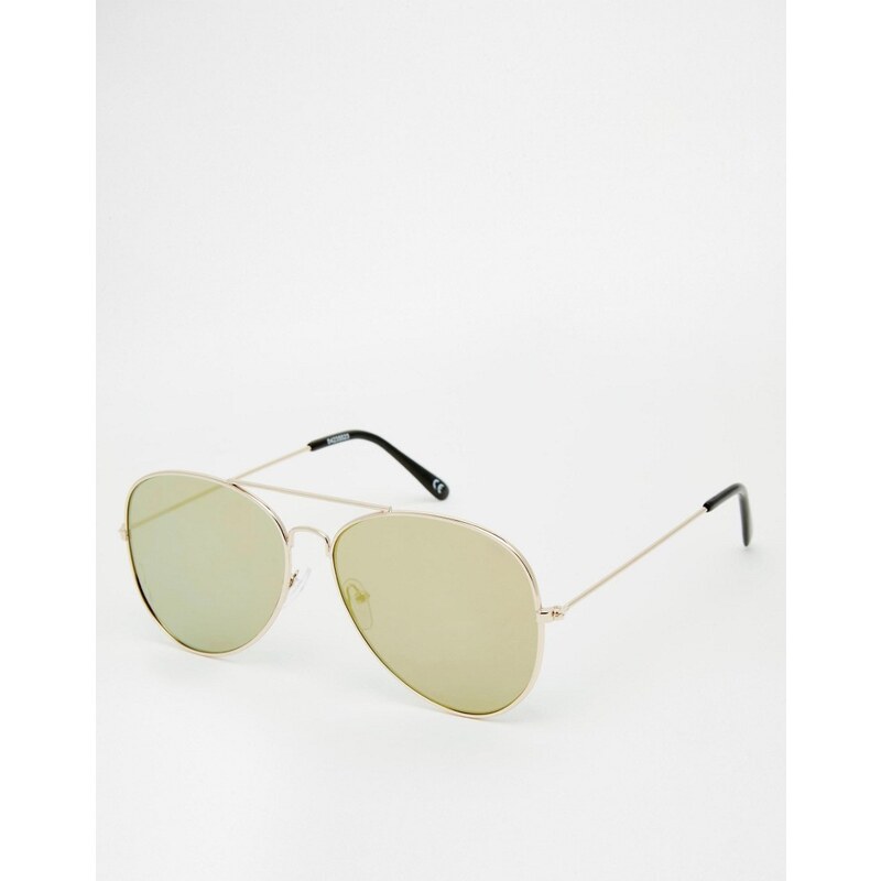 ASOS - Goldene Piloten-Sonnenbrille mit flachen Gläsern - Gold