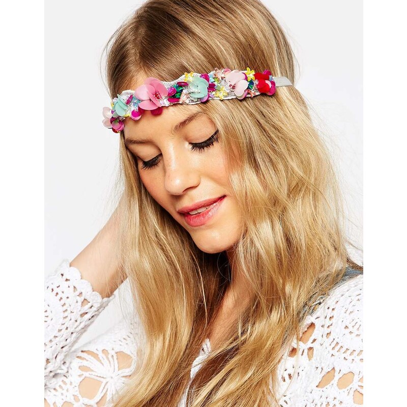 ASOS - Haarband mit Confetti-Paillettenblume - Mehrfarbig