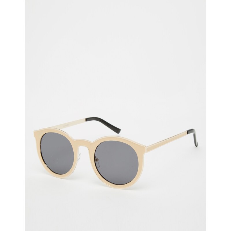 ASOS - Runde Emaille-Sonnenbrille mit flachen Gläsern - Rosa