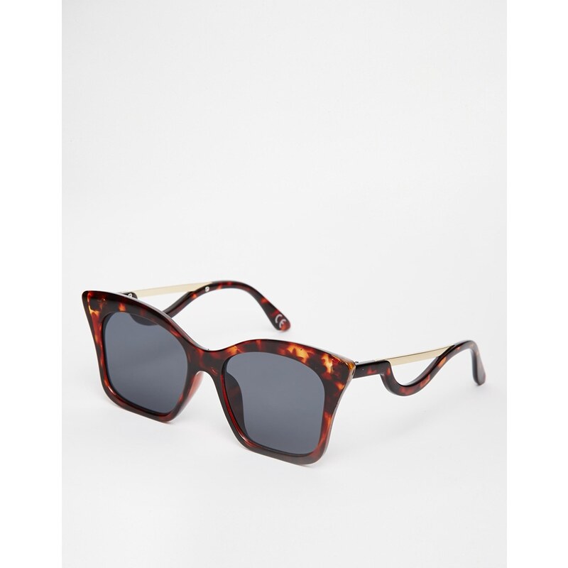 ASOS - Quadratische Katzenaugen-Sonnenbrille mit Bügeldetail - Braun