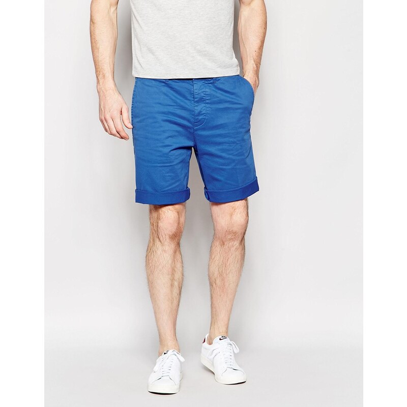 Edwin - Rail - Chino-Shorts in Karottenform aus Stretch-Satin in überfärbtem Königsblau - Blau