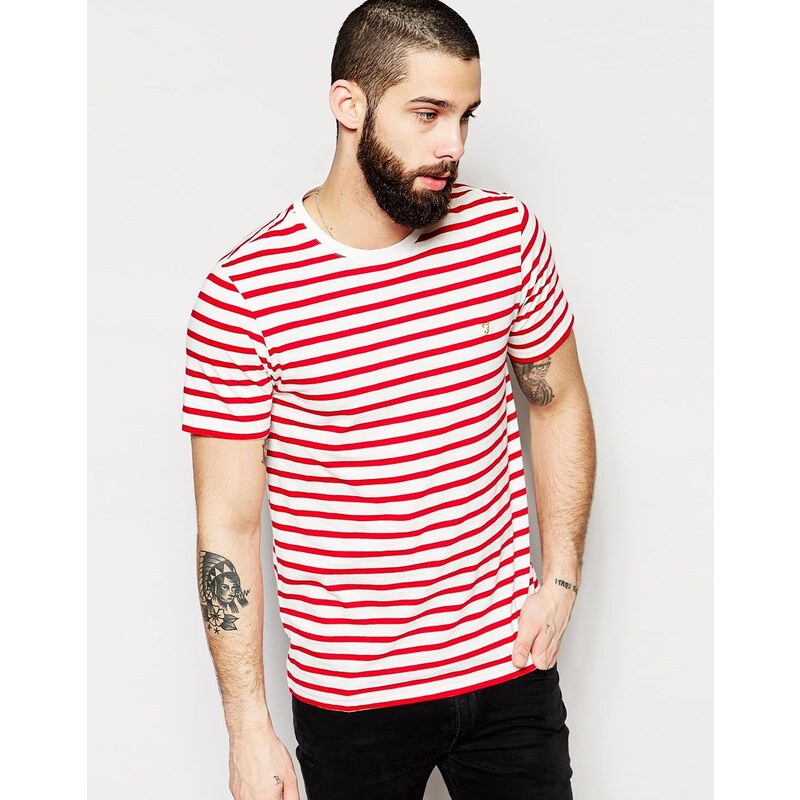Farah - T-Shirt ^mit Breton-Streifen, figurbetonter Schnitt - Rot