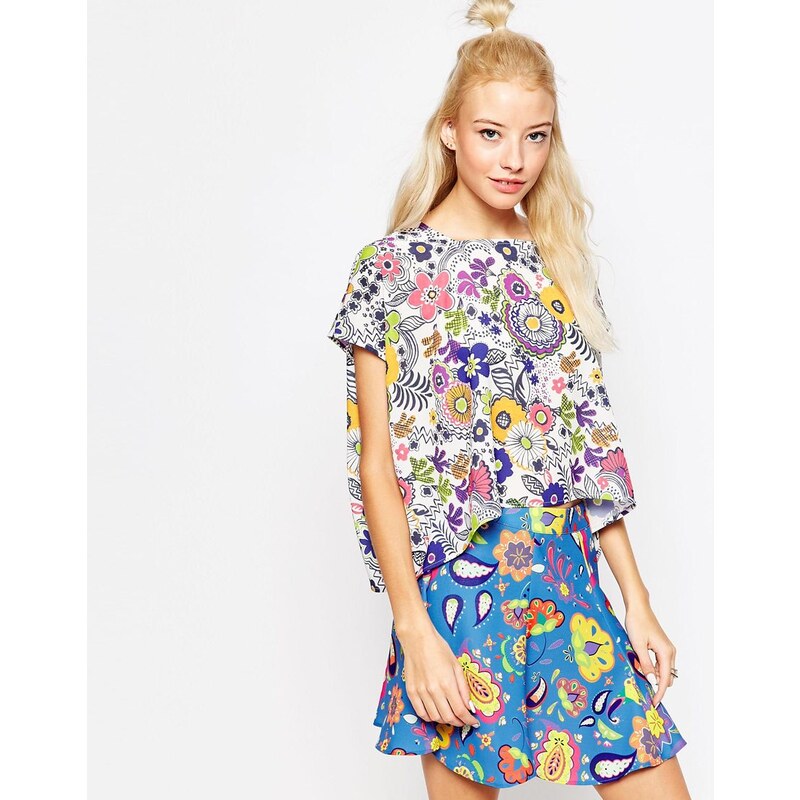 Textile Federation - Floral Dance - Gewebtes T-Shirt mit Blümchenrprint - Mehrfarbig