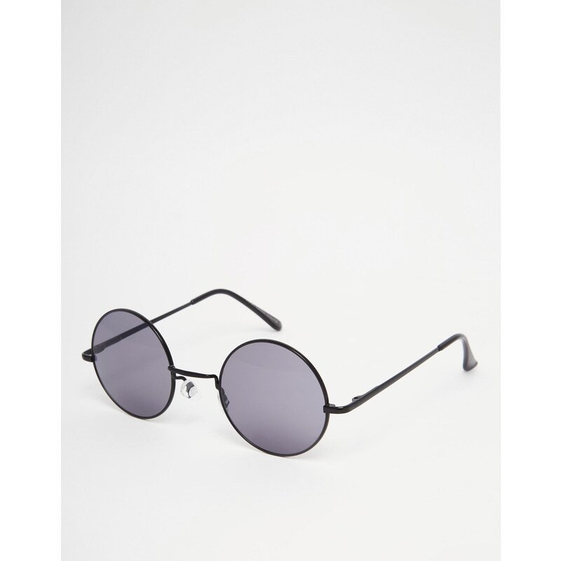 7X - Runde Sonnenbrille in Schwarz mit rauchigen Gläsern - Schwarz
