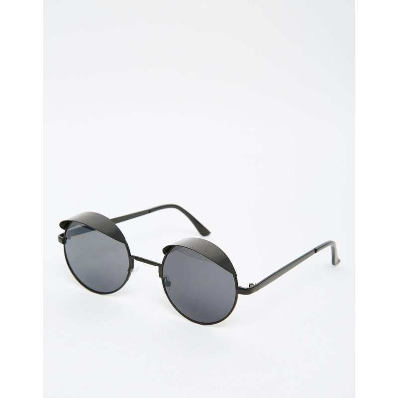 7X - Runde Sonnenbrille mit rauchigen Gläsern - Schwarz