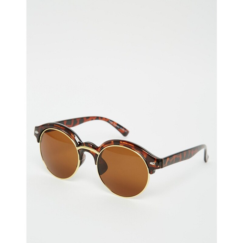 7X - Runde Sonnenbrille mit braunen Gläsern - Braun