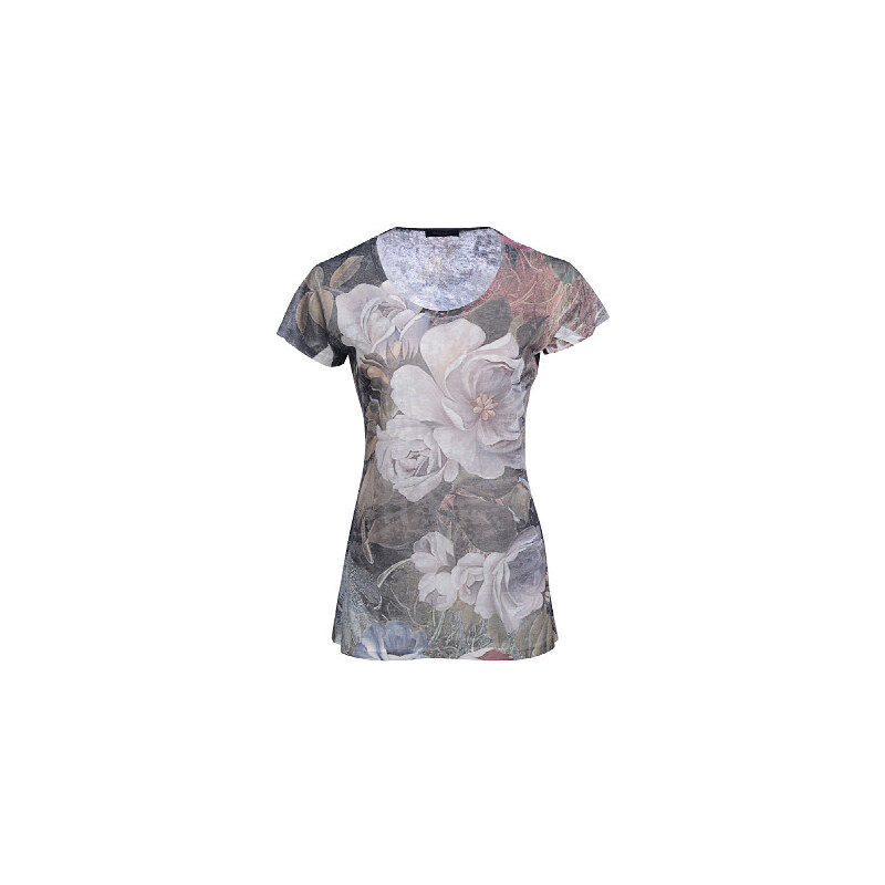 Bexleys Woman, T-Shirt mit Blumendruck, Khaki/Grau, Größe XXXL