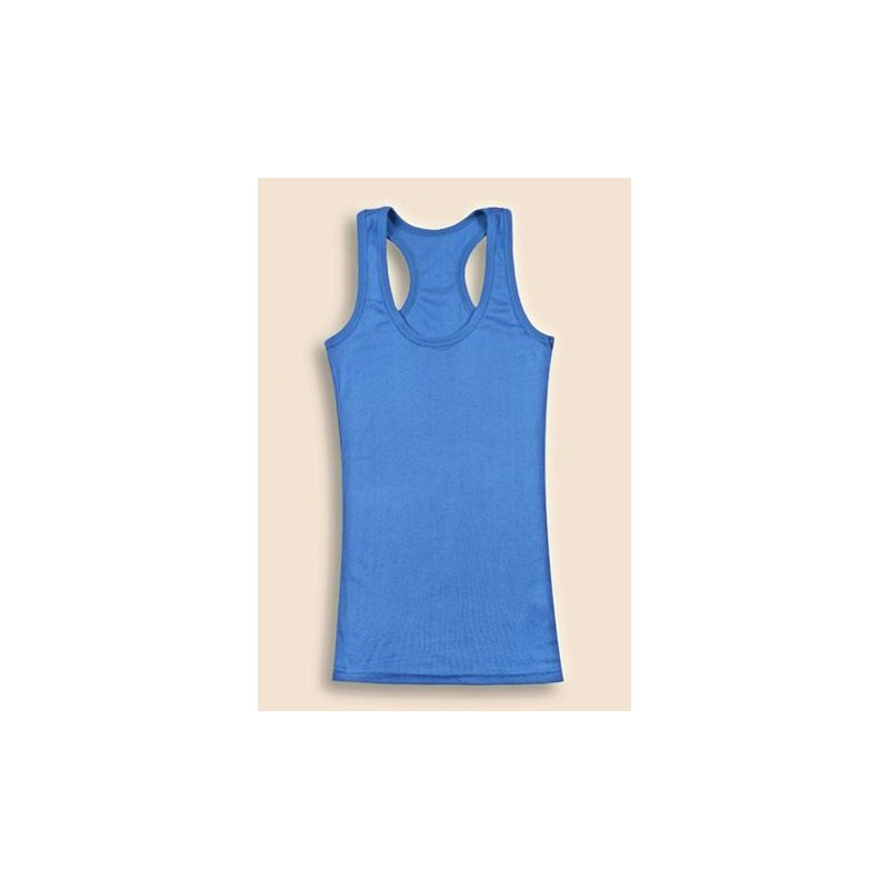 sammydress Solid Color Casual Scoop Neck Backless Cotton Tank Top For Women