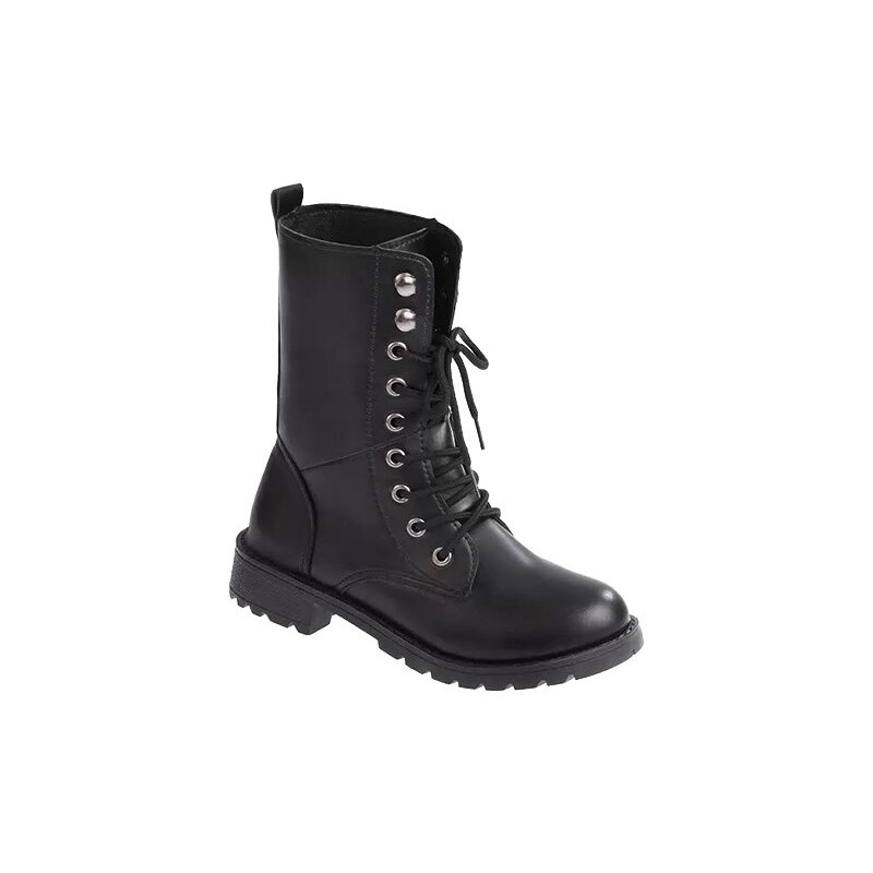 sammydress Trendy Women's Combat Boots With Black and Round Toe Design