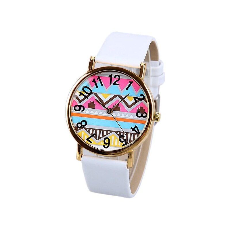 sammydress Wave and Numbers Pattern Quartz Watch with Analog Indicate Leather Watchband for Women