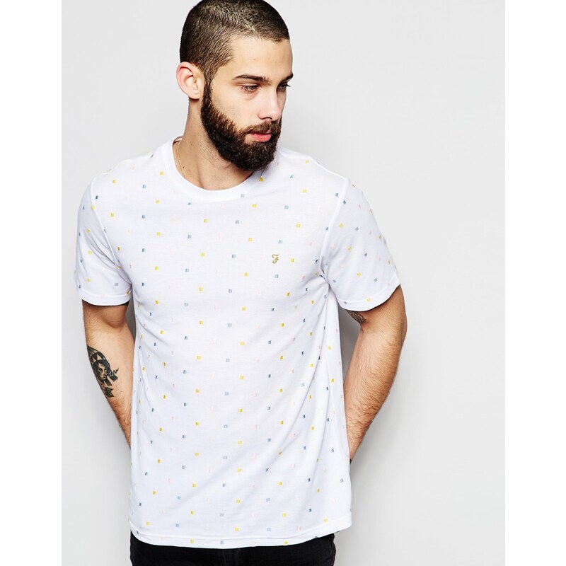 Farah - T-Shirt mit durchgehender Stickerei, figurbetont - Weiß
