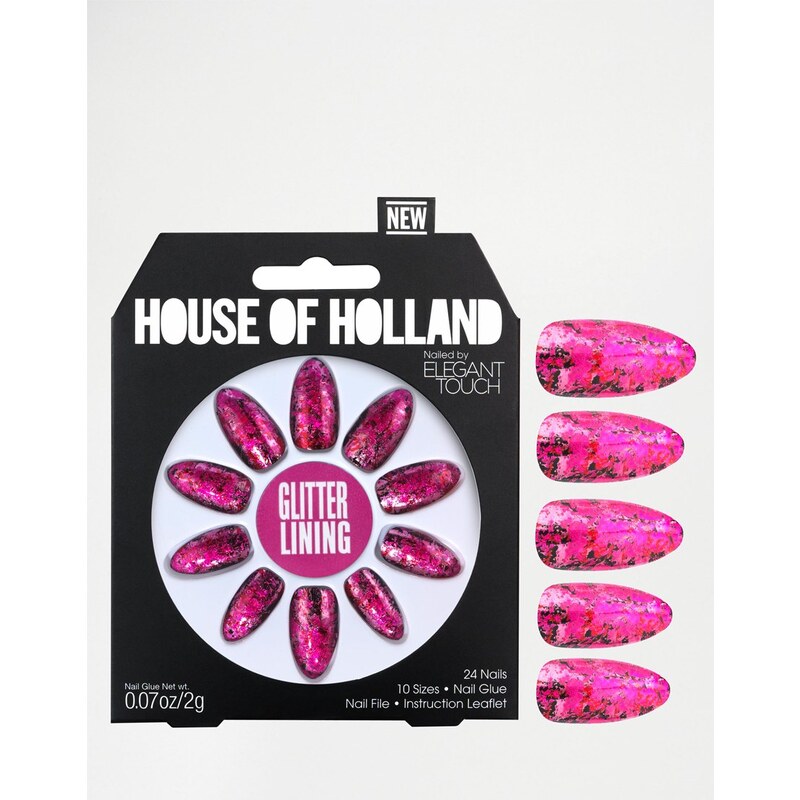 House Of Holland Nails By Elegant Touch - Glitter Lining - Rosa