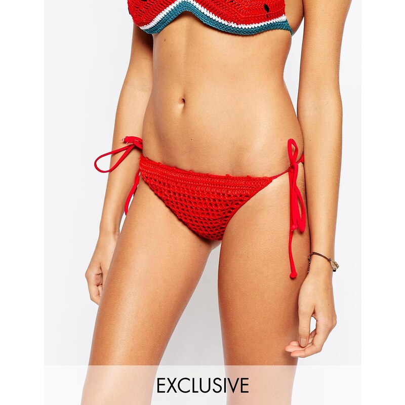 South Beach - Häkel-Bikinihose im Wassermelonen-Design - Rot