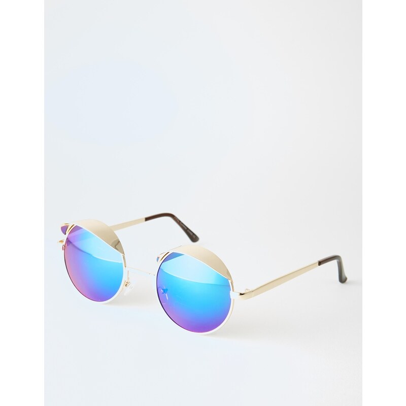 7X - Runde Sonnenbrille mit Revo-Gläsern - Gold