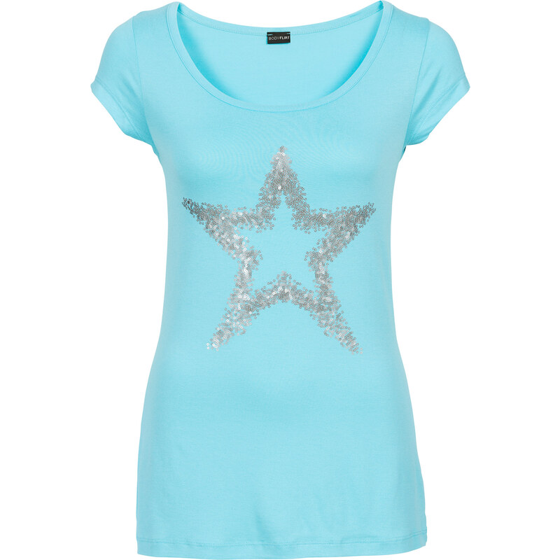 BODYFLIRT Shirt mit Pailletten-Stern in blau für Damen von bonprix