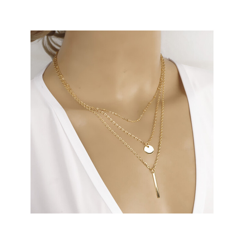 Lesara 3-fache Halskette mit Anhängern - Gold