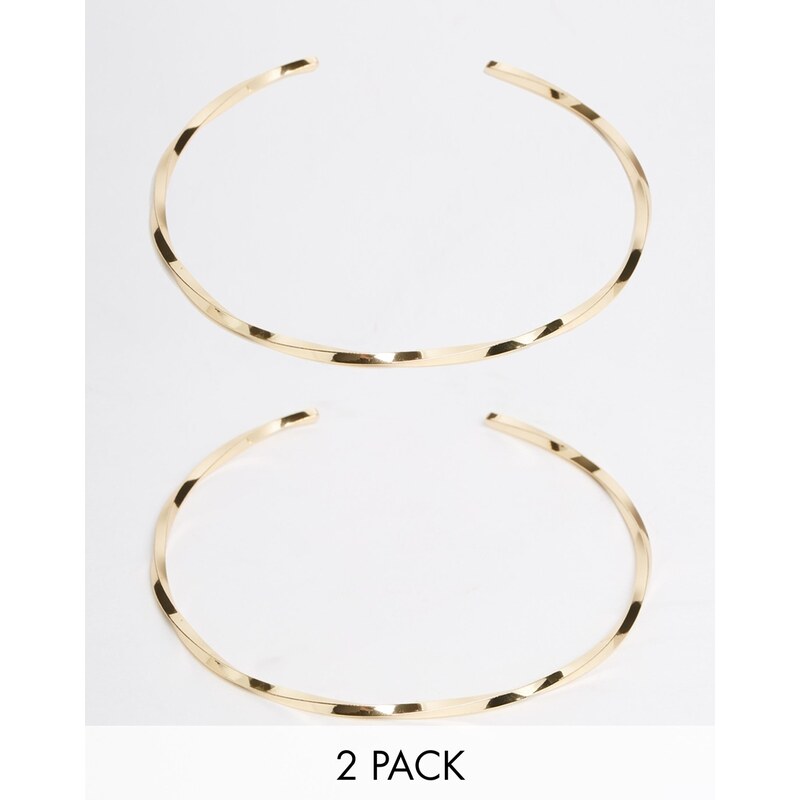 ASOS - Set mit 2 glatten, gedrehten Ärmbändern - Gold