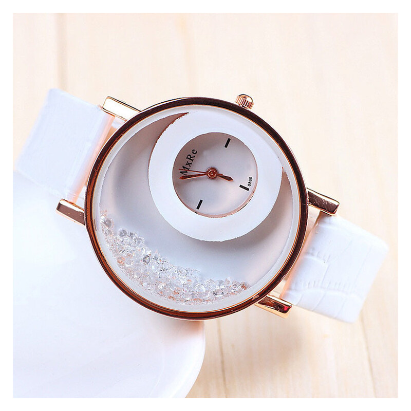 Lesara Armbanduhr mit Schmucksteinen - Weiß