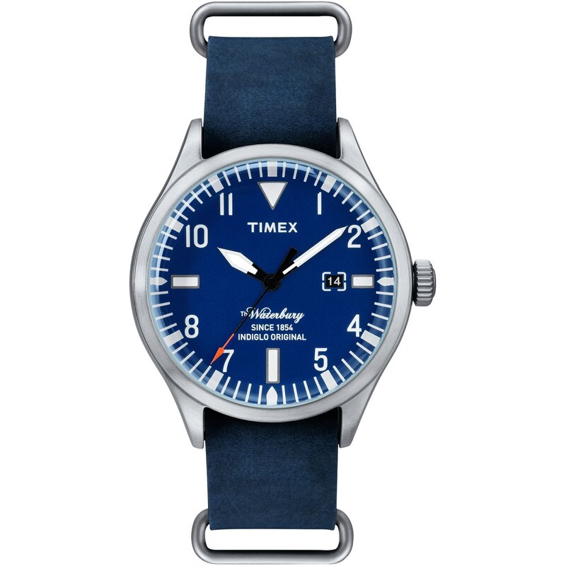 Timex Waterbury Date - Uhr mit Lederarmband - blau