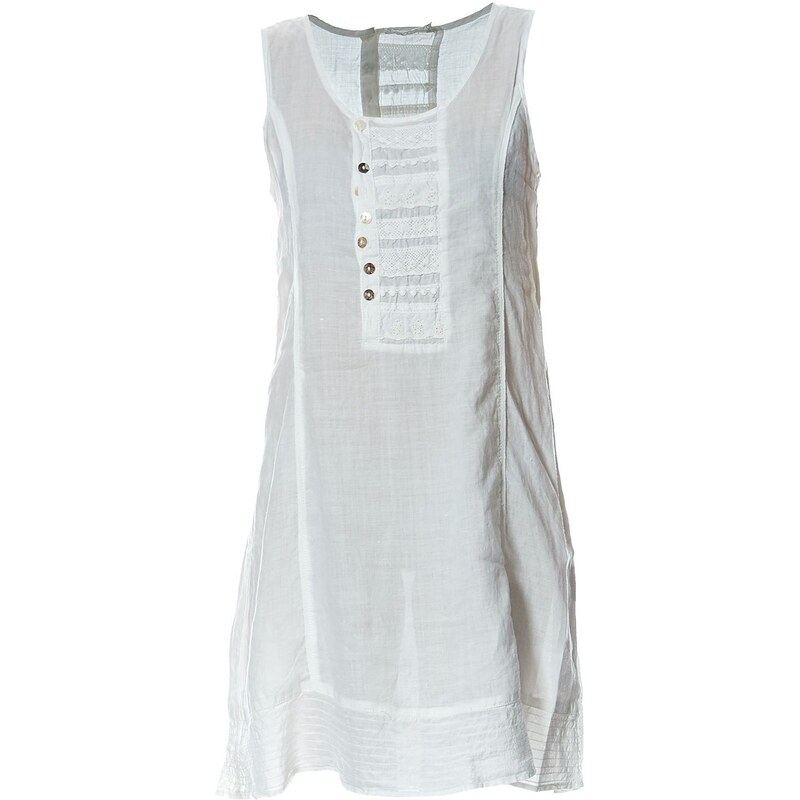 100% Lin Kleid mit kurzem Schnitt - weiß