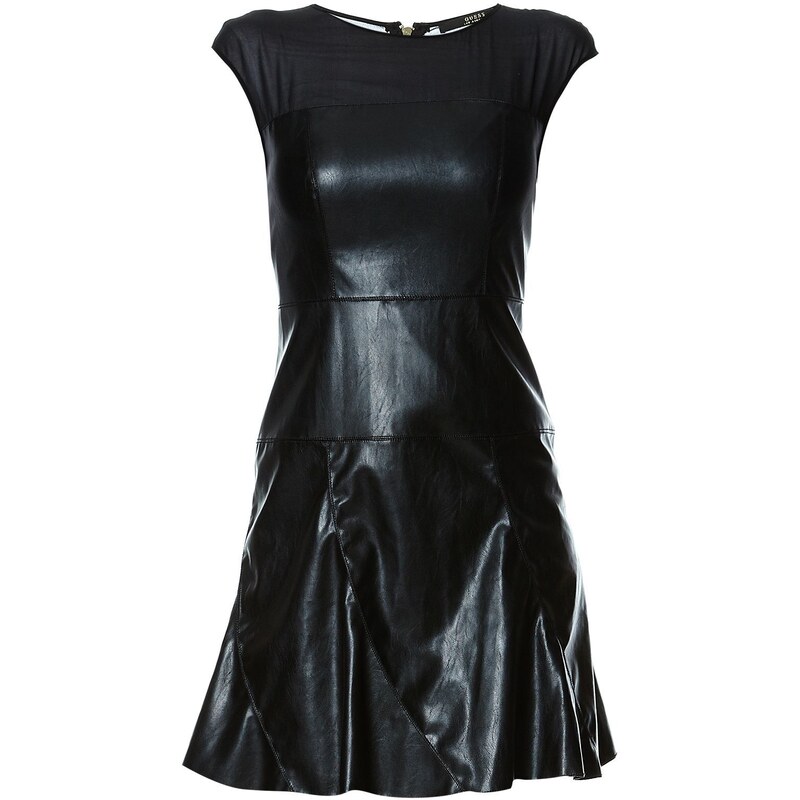 Guess Saskia - Kleid aus zwei Materialien - schwarz