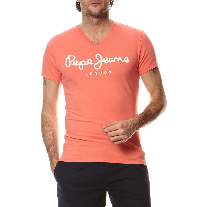 Pepe Jeans London Original stretch V - T-Shirt - korallenfarben