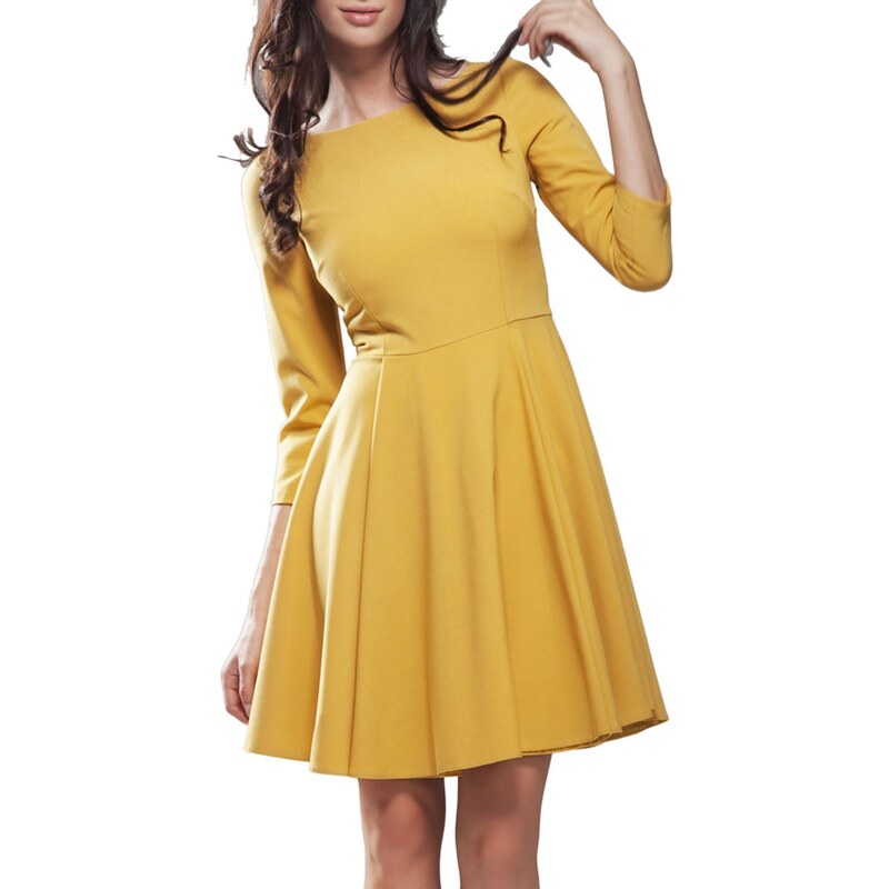 Nife Kleid mit Cocktailschnitt - gelb