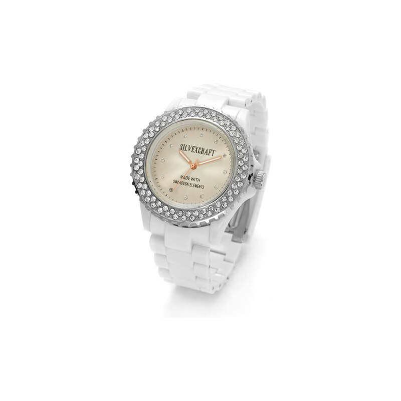 Lesara Silikon-Armbanduhr mit Swarovski Elements - Weiß
