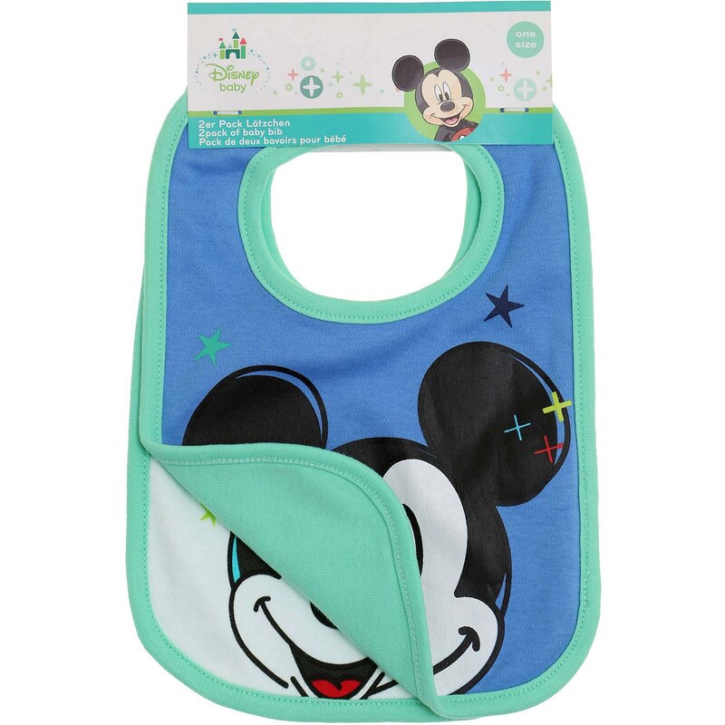 Disney Mickey 2 er Pack Lätzchen grün in Größe UNI für Jungen aus 100% Baumwolle