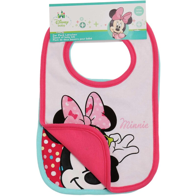 Disney Minnie 2 er Pack Lätzchen pink in Größe UNI für Mädchen aus 100% Baumwolle