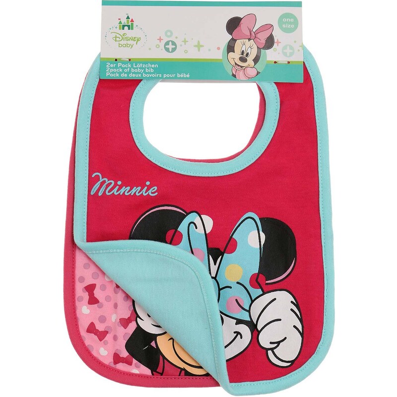 Disney Minnie 2 er Pack Lätzchen pink in Größe UNI für Mädchen aus 100% Baumwolle