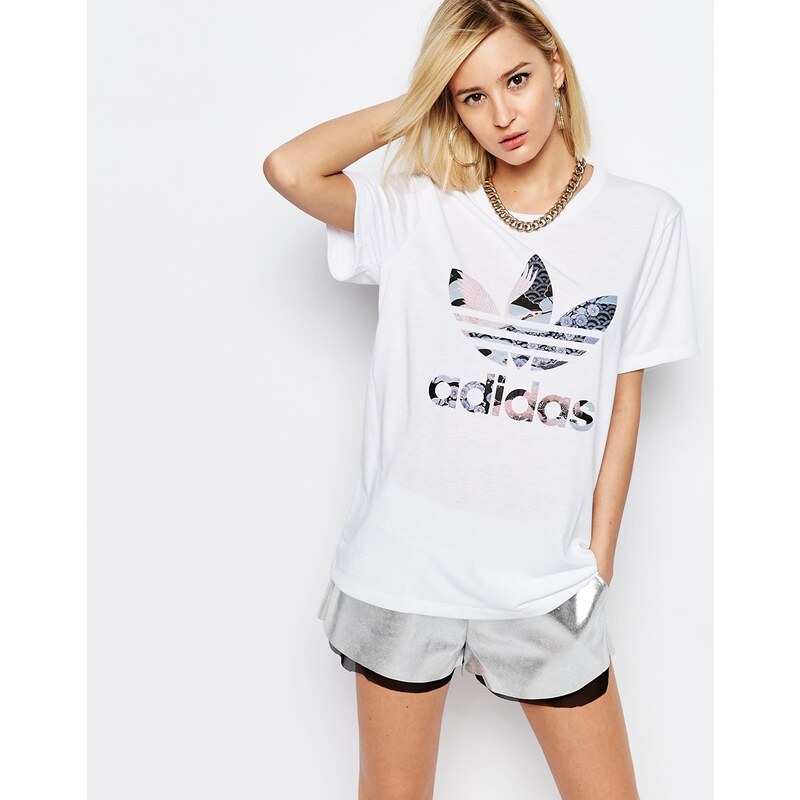 adidas Originals - Rita Ora - Gemustertes Oversized-T-Shirt mit Kleeblattlogo - Mehrfarbig