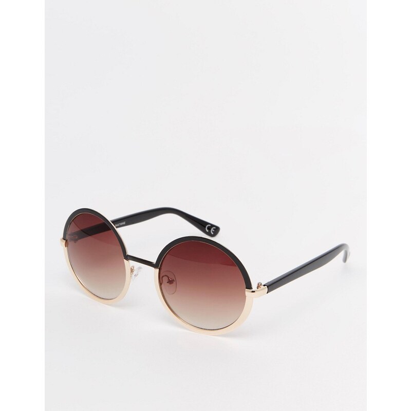 ASOS - Runde Sonnenbrille aus Metall mit Rahmen im Farbblockdesign - Mehrfarbig